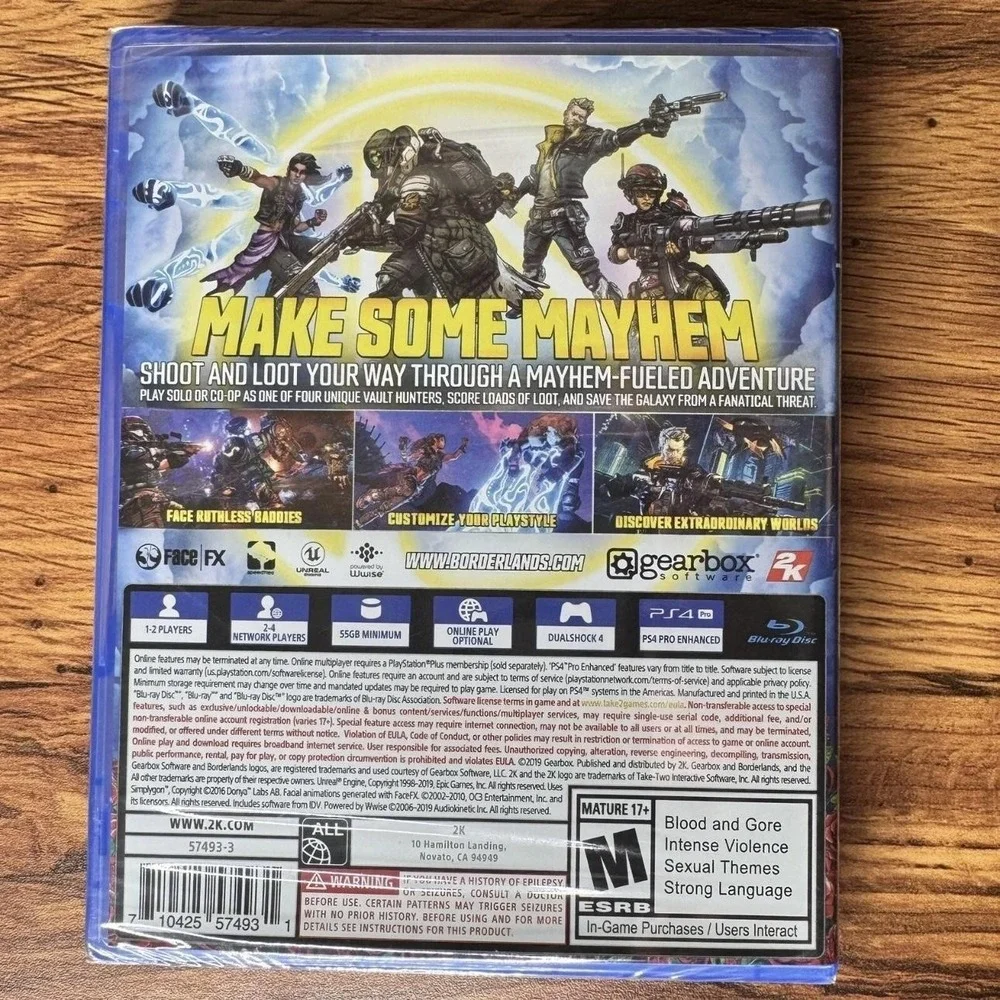 Borderlands 3 Sony PlayStation 4 PS4 Game New Sealed Gold Weapon Skins Pack M